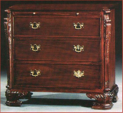Chippendale 3 Drawers Chest w/Slide